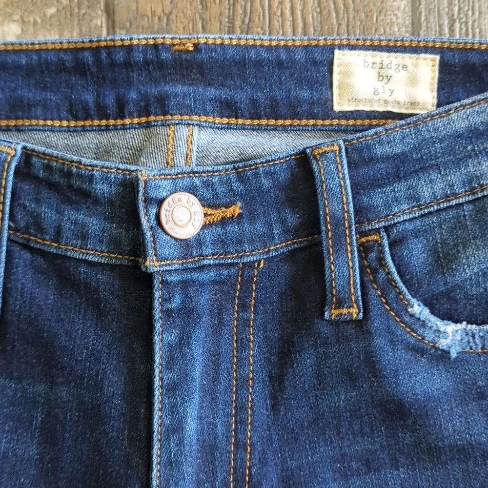 BRIDGE By GLY Mid Rise Skinny stretch distressed jeans style #BG5100L sz 27 tall - Picture 5 of 13